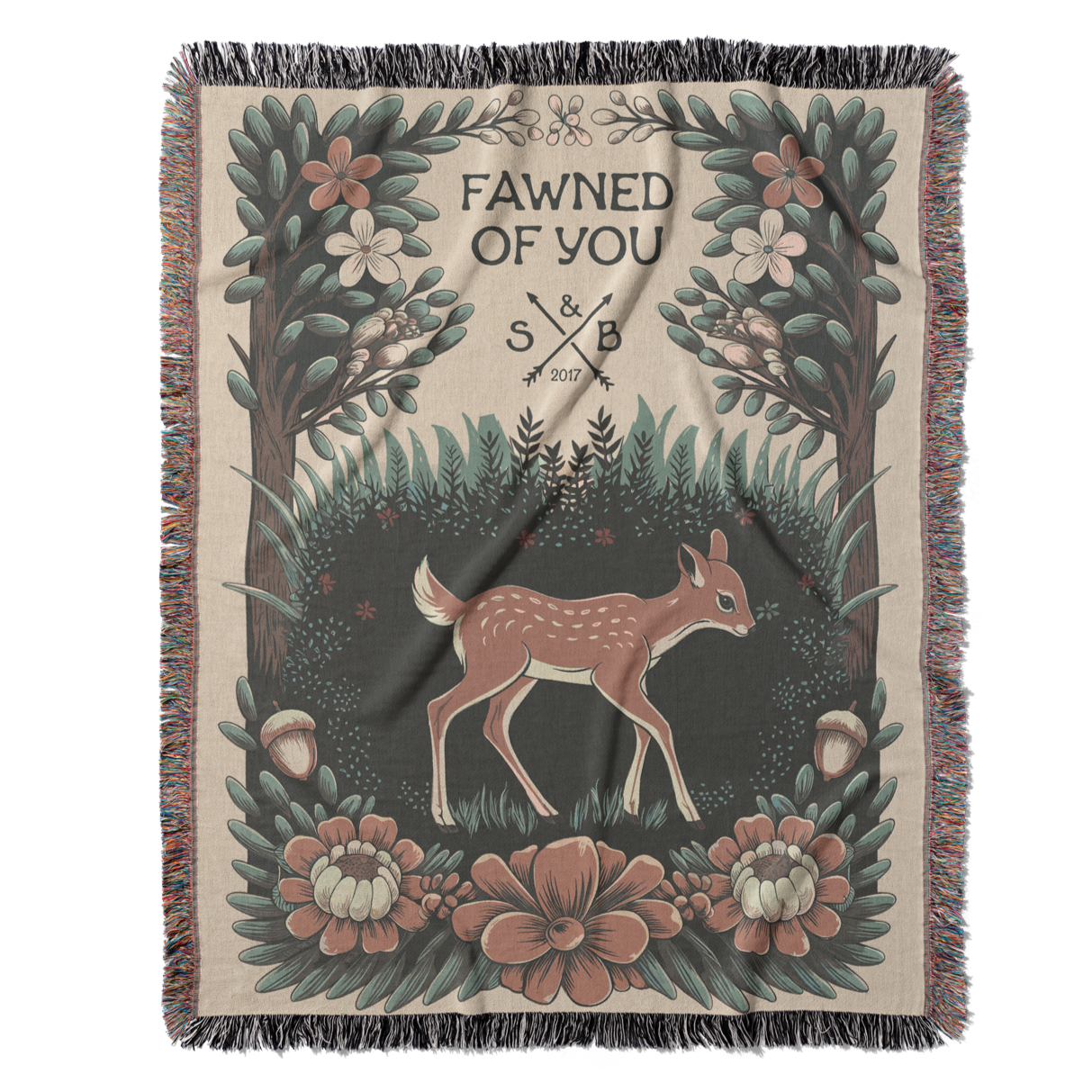 Personalized Fawned Of You Woven Blanket