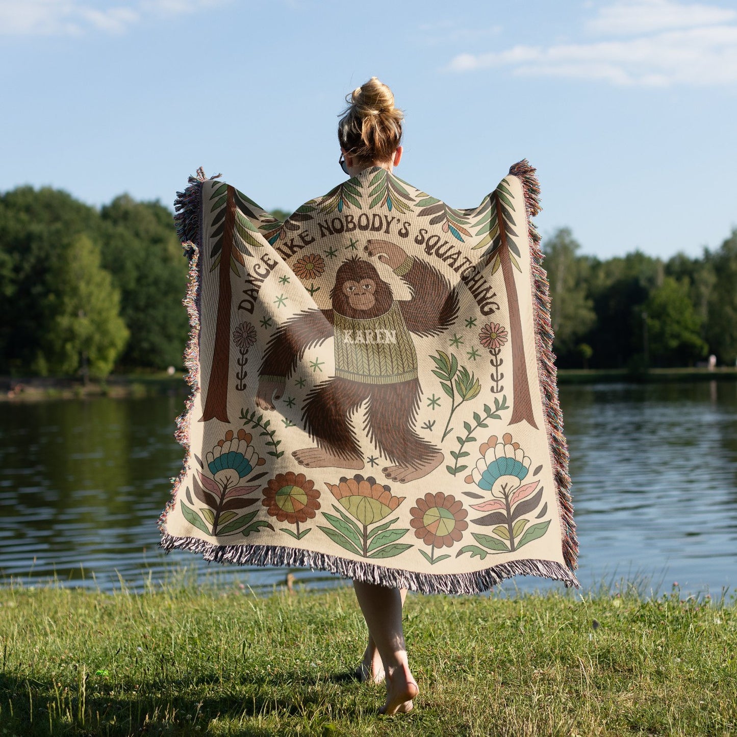 Personalized Dance Like Nobody's Squatching Woven Blanket