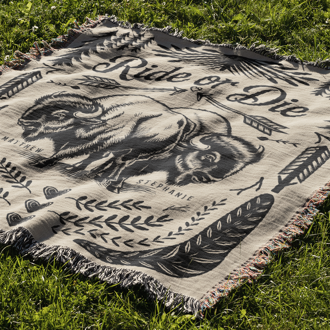 Personalized Ride Or Die Woven Blanket