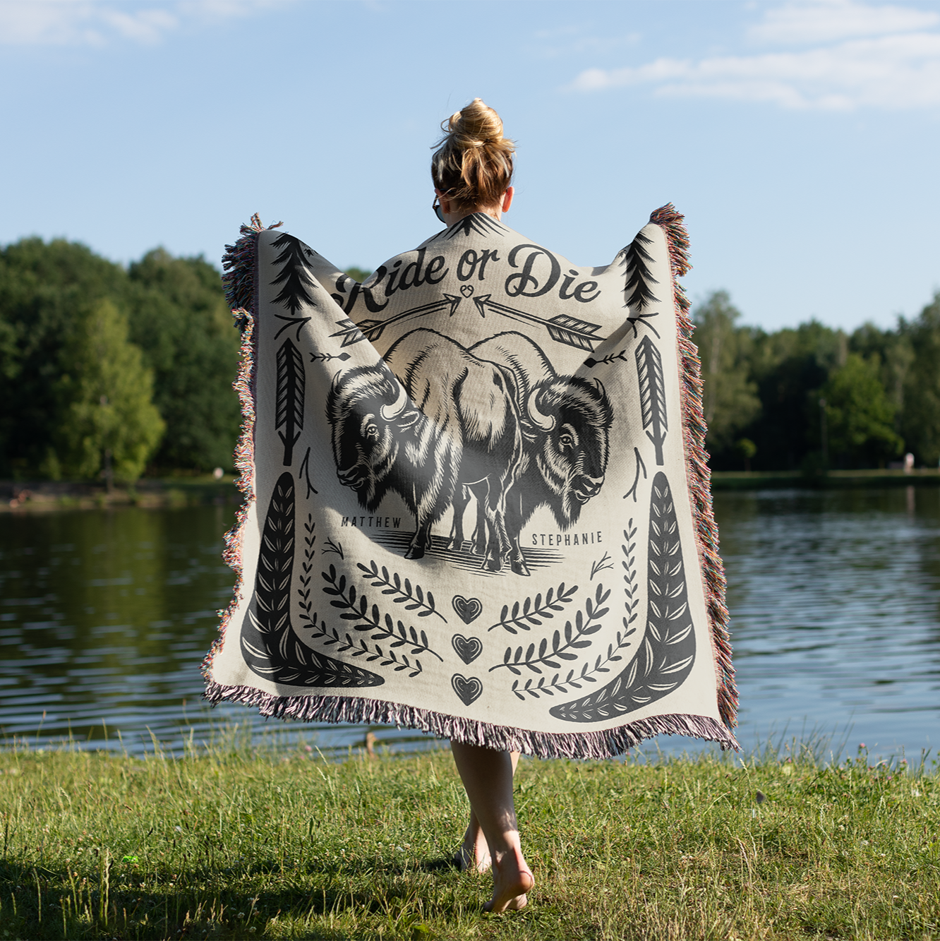 Personalized Ride Or Die Woven Blanket