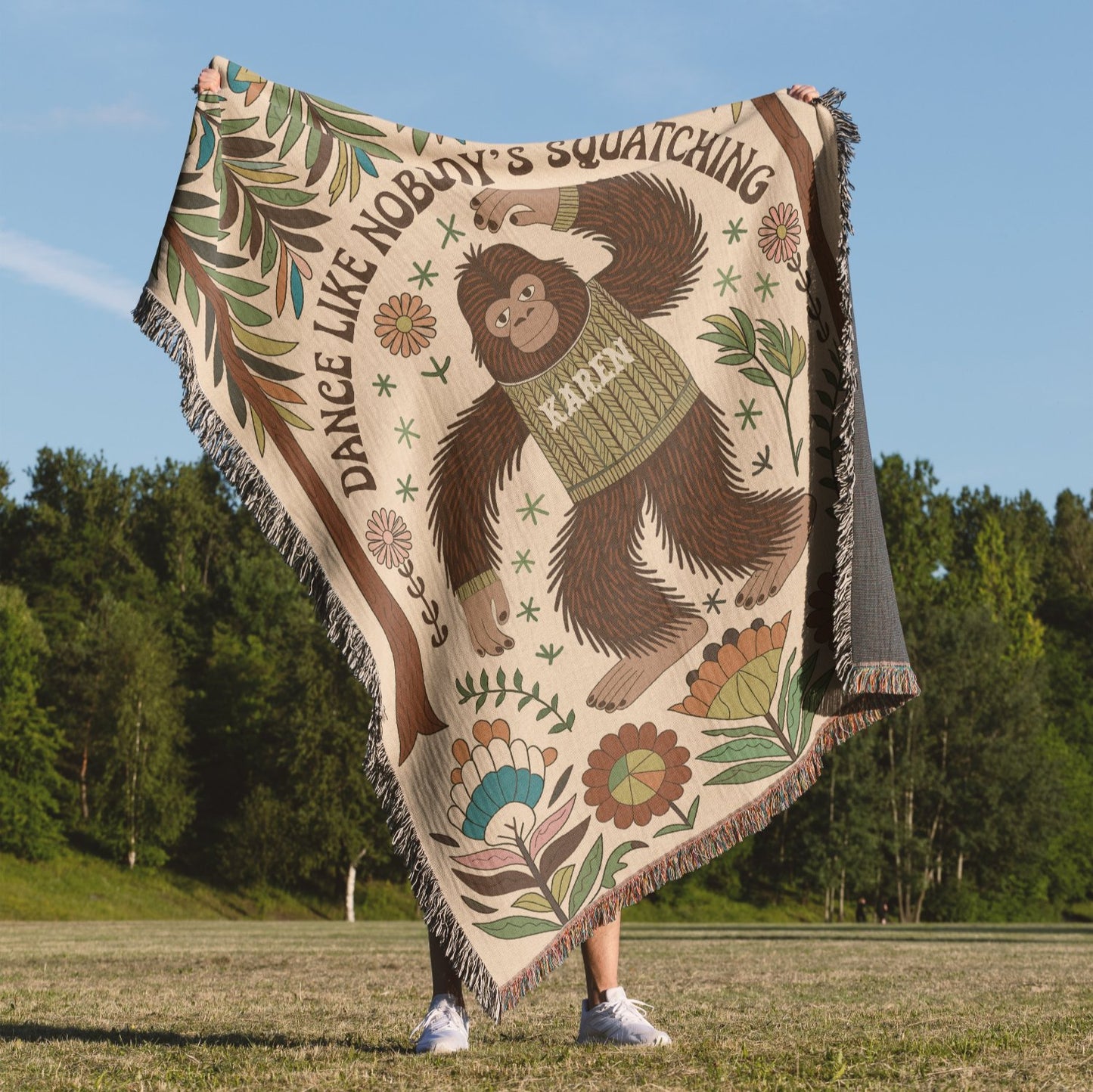 Personalized Dance Like Nobody's Squatching Woven Blanket