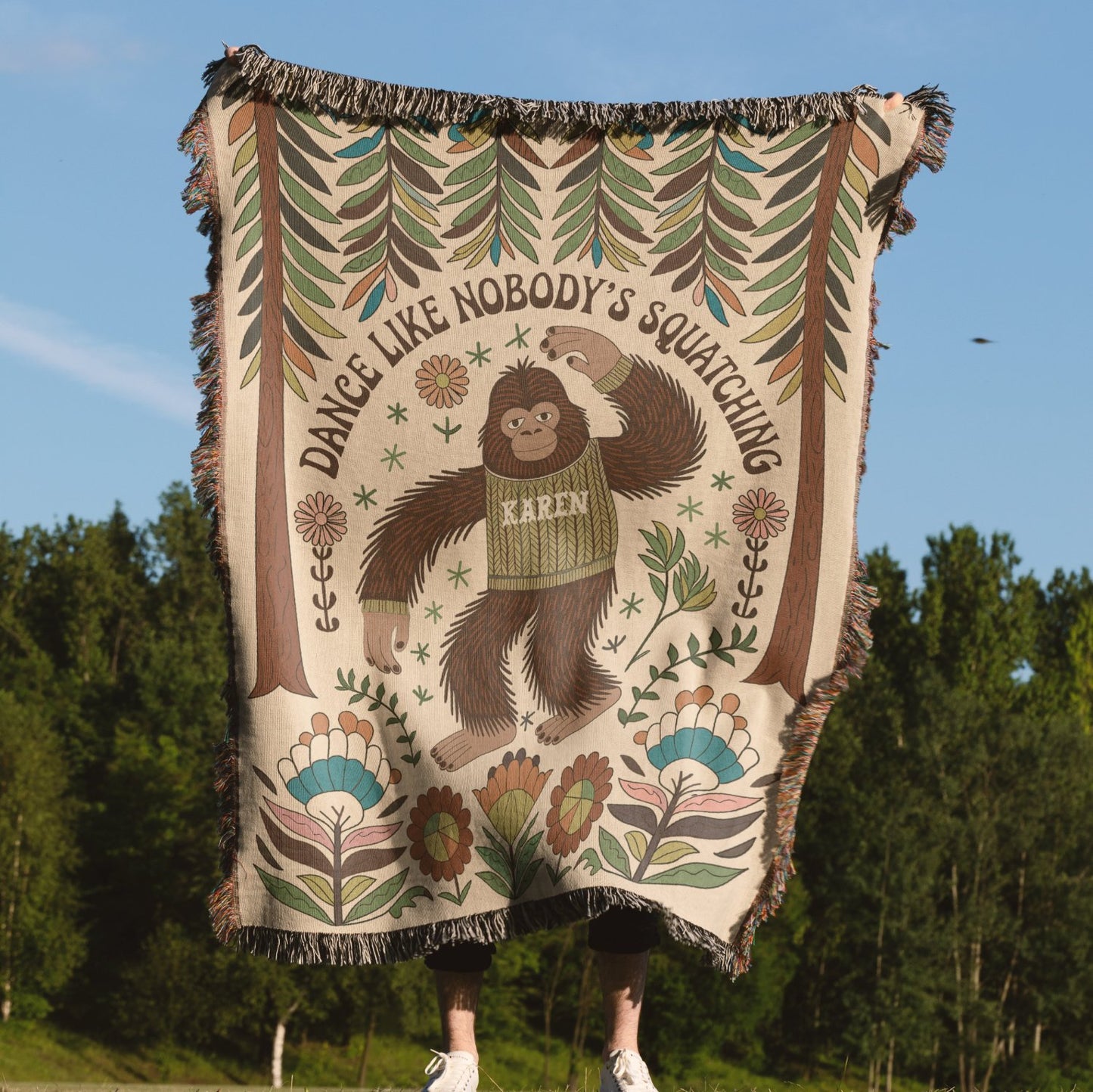 Personalized Dance Like Nobody's Squatching Woven Blanket