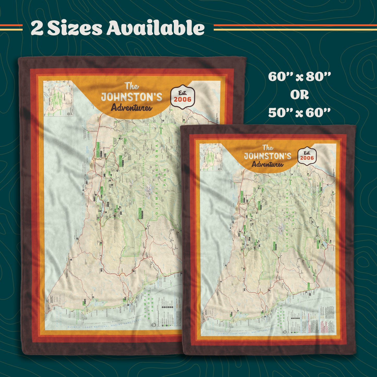 Personalized Olympic National Park Map Blanket