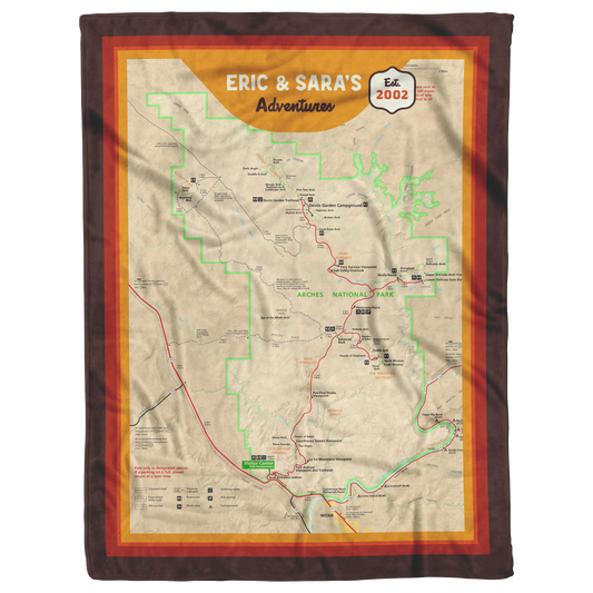 Personalized Arches National Park Map Blanket