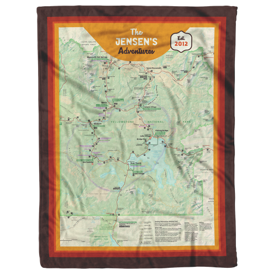 Personalized Yellowstone Map Blanket