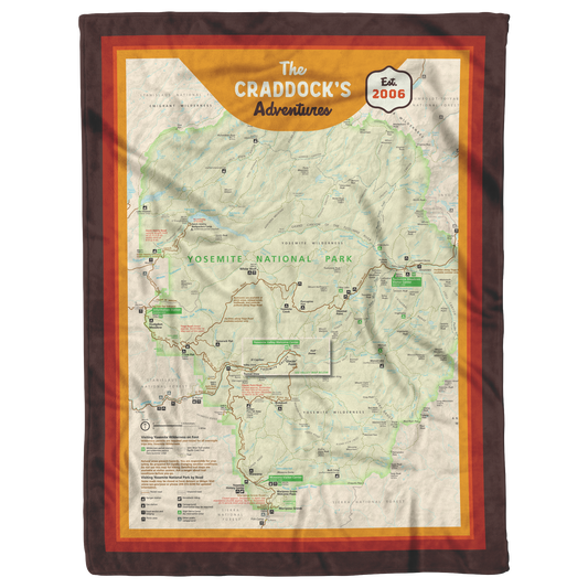 Personalized Yosemite National Park Map Blanket
