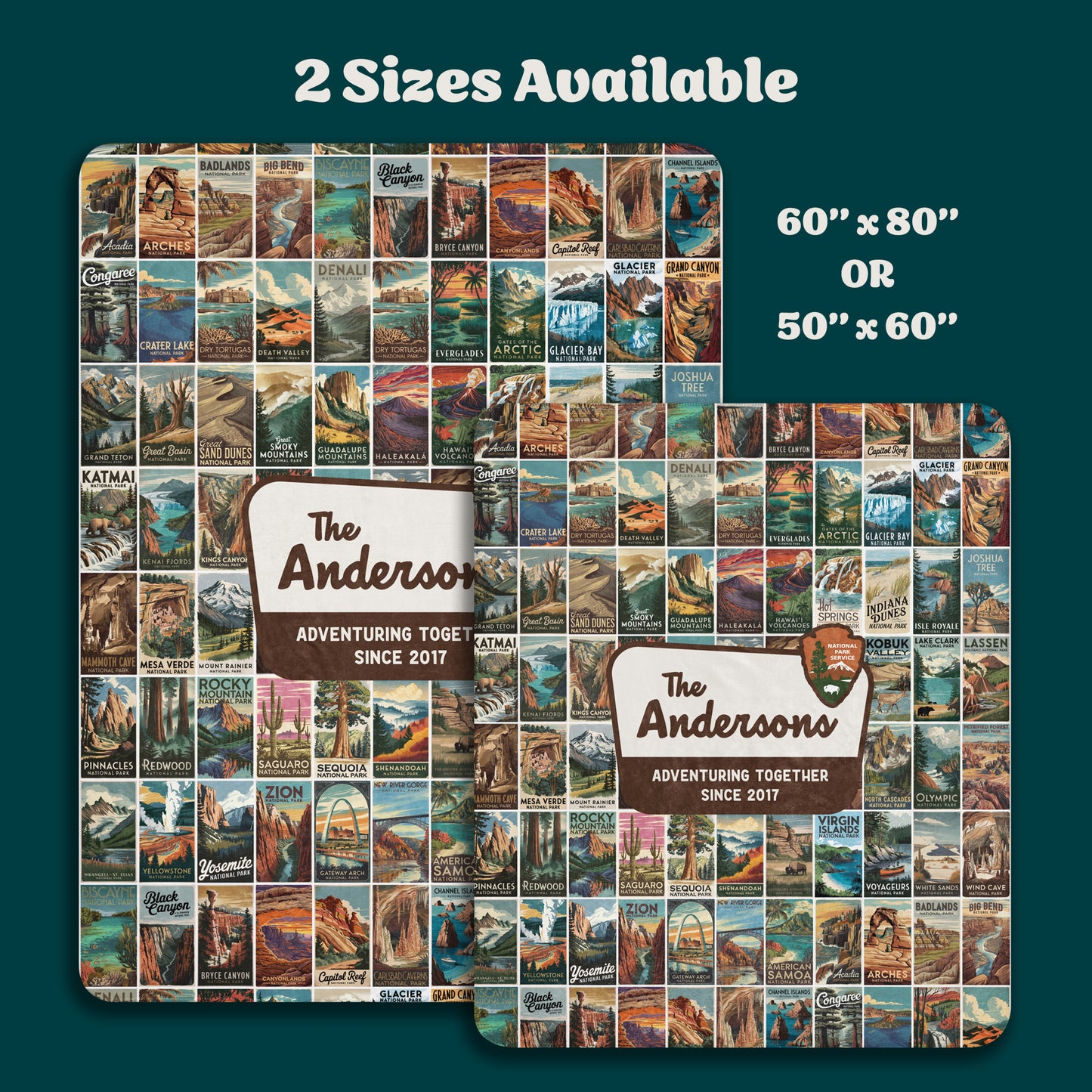 Personalized National Park Adventure Sherpa Blanket