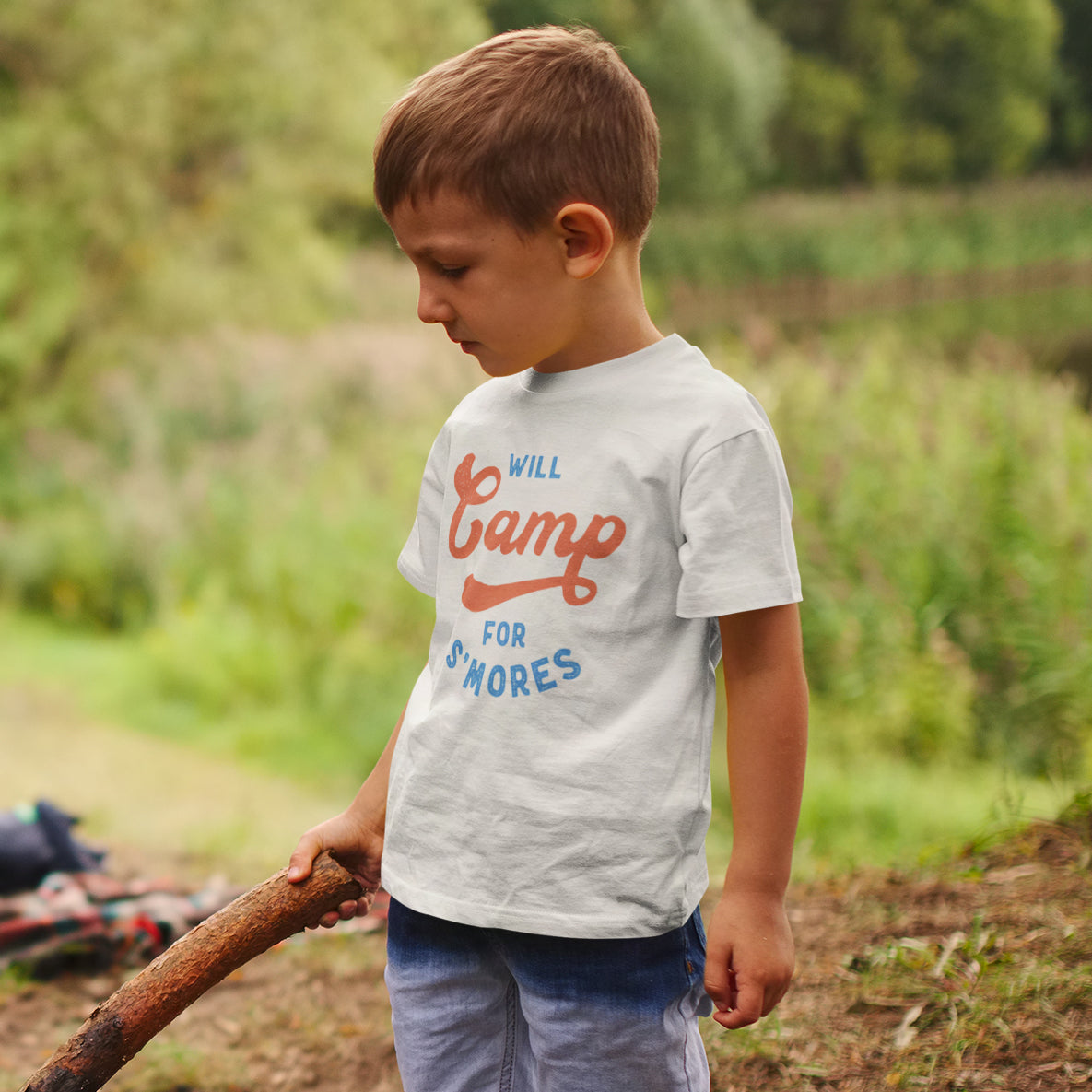 Will Camp For S'mores Youth Tee - Campy Goods and Gear