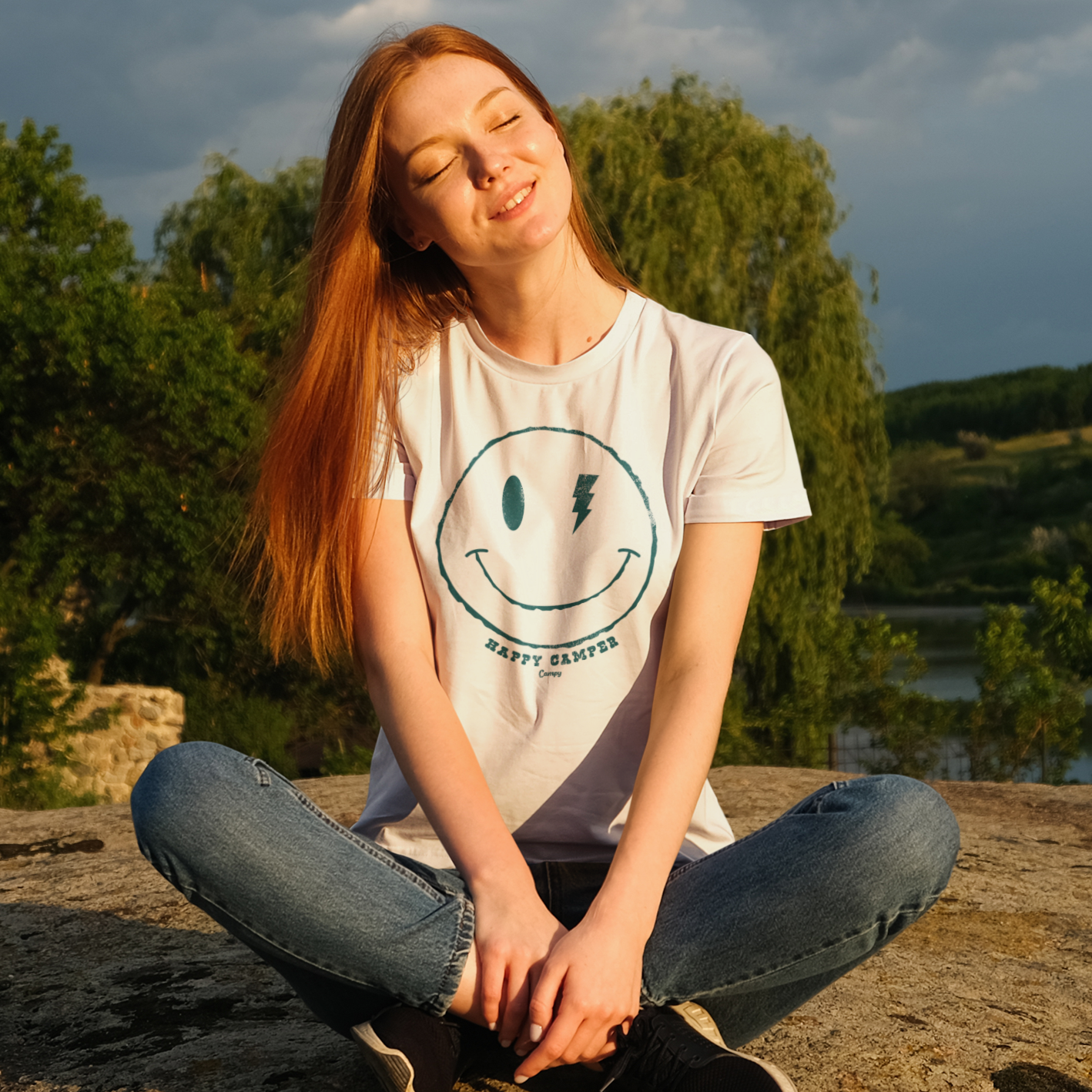 Happy Camper Tee - Green - Campy Goods and Gear