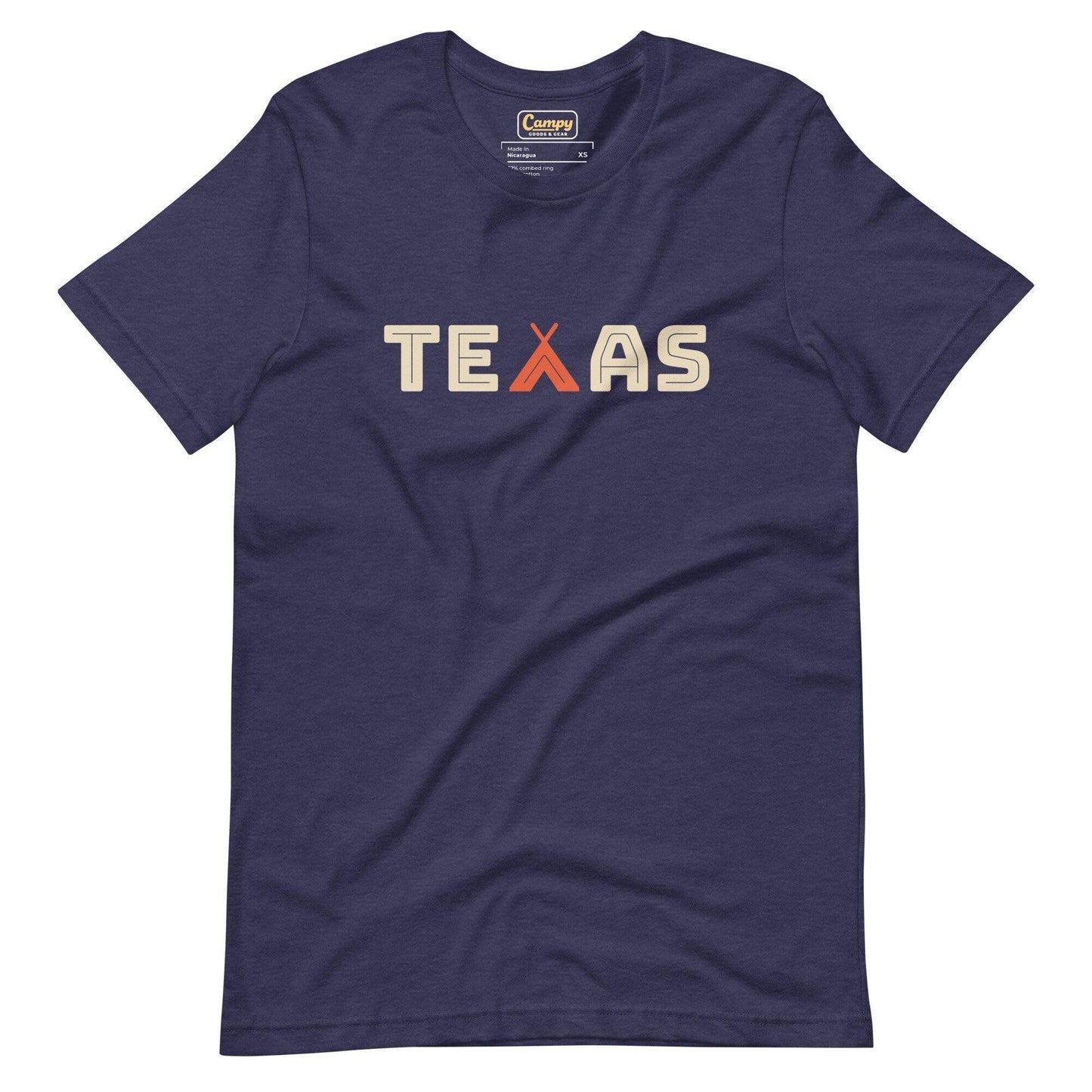 Texas Camping Adult Tee - Heather Midnight - Campy Goods and Gear