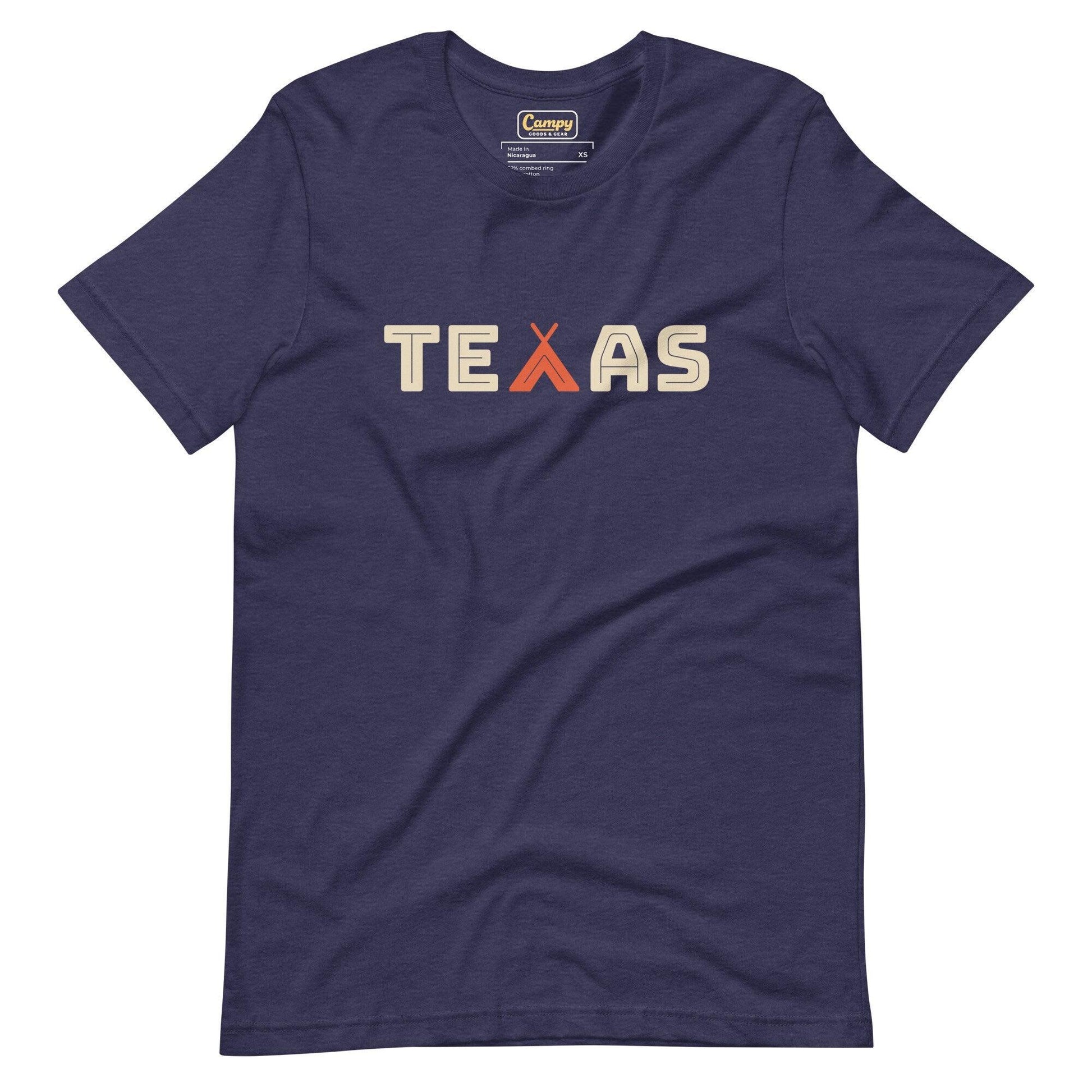 Texas Camping Adult Tee - Heather Midnight - Campy Goods and Gear