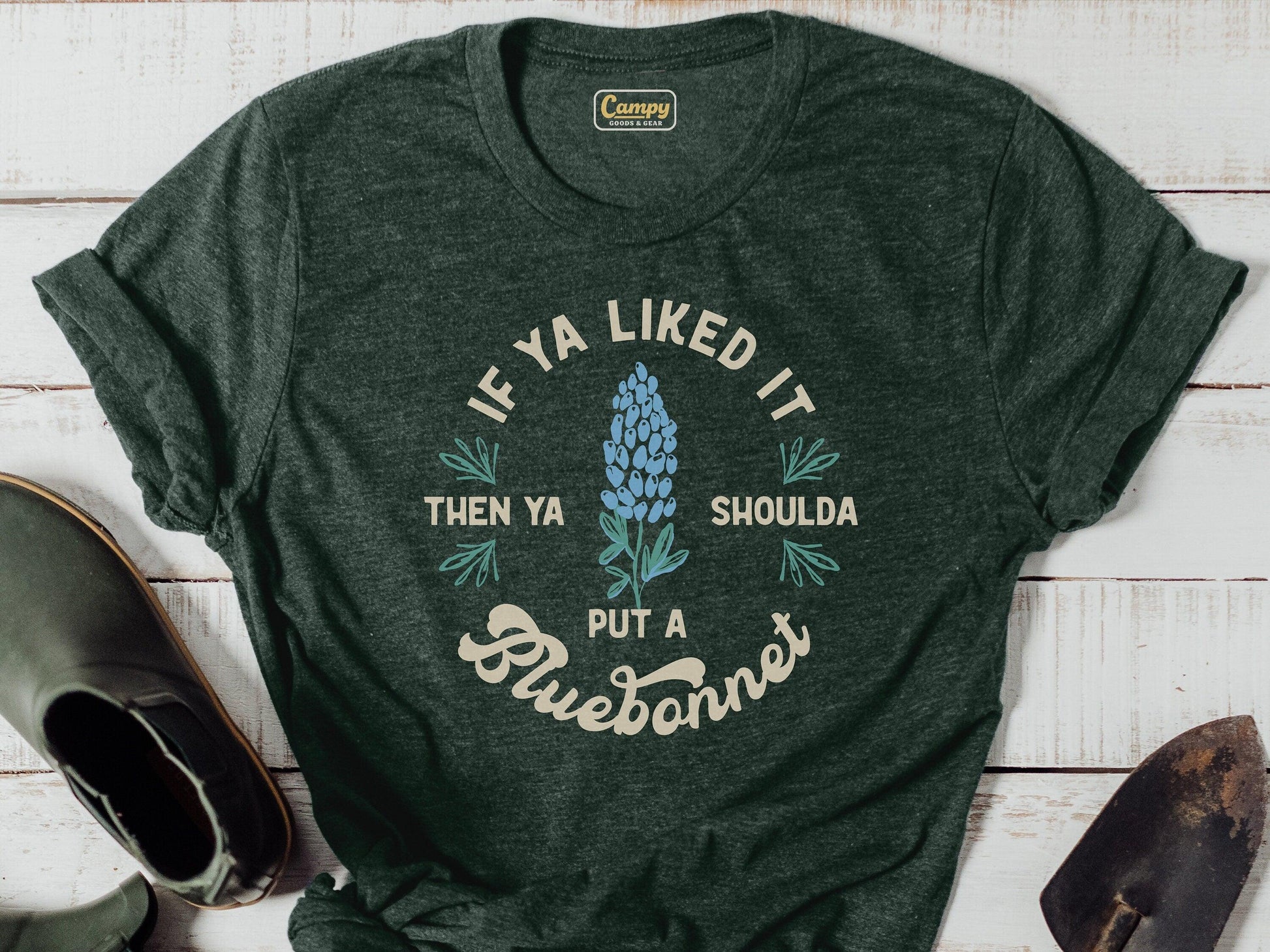 Queen Bee Bluebonnet Tee - Campy Goods and Gear
