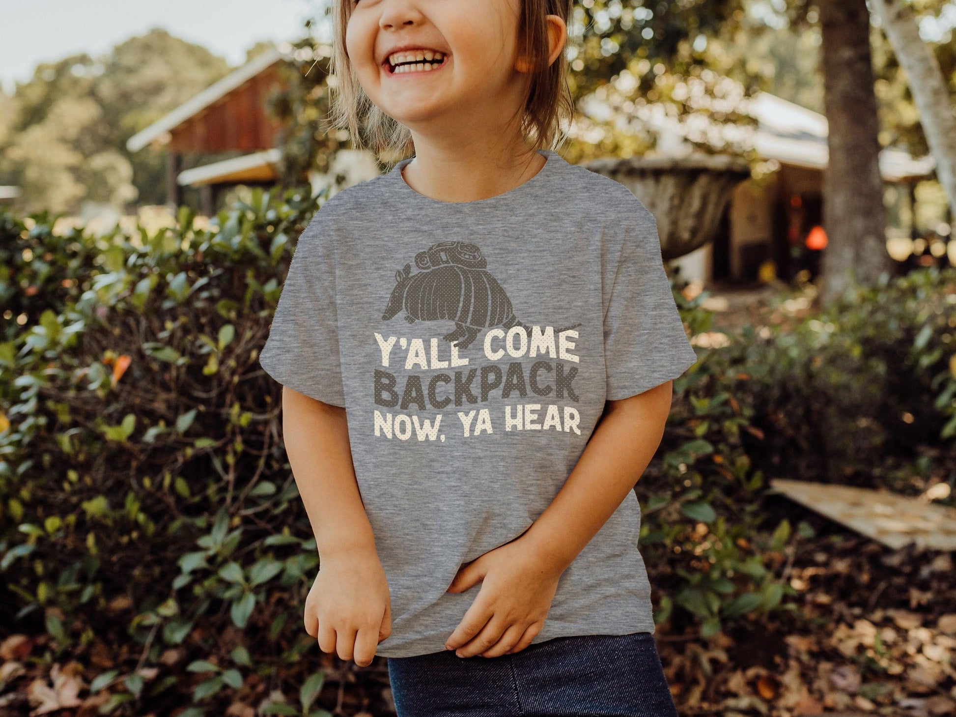 Yall Come Backpack Now Youth Shirt - Campy Goods and Gear