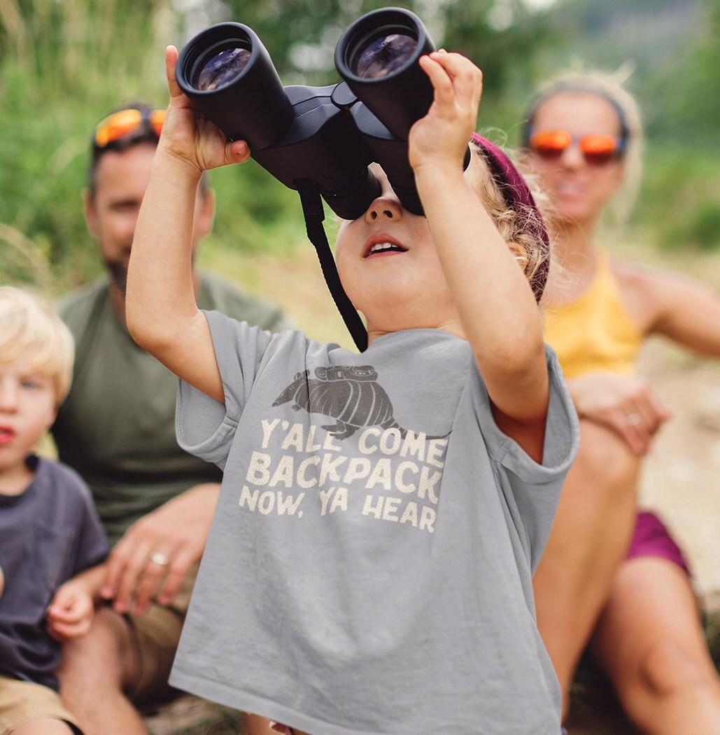 Yall Come Backpack Now Youth Shirt - Campy Goods and Gear