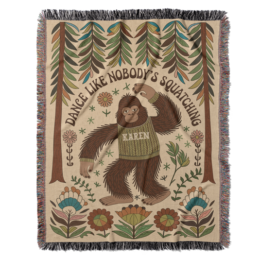 Personalized Dance Like Nobody's Squatching Woven Blanket