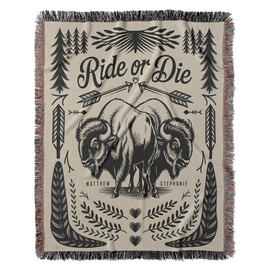 Personalized Ride Or Die Woven Blanket