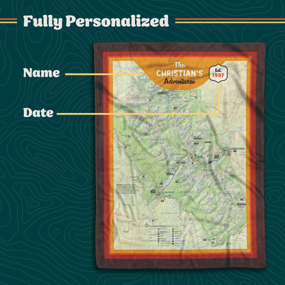 Personalized Glacier National Park Map Blanket