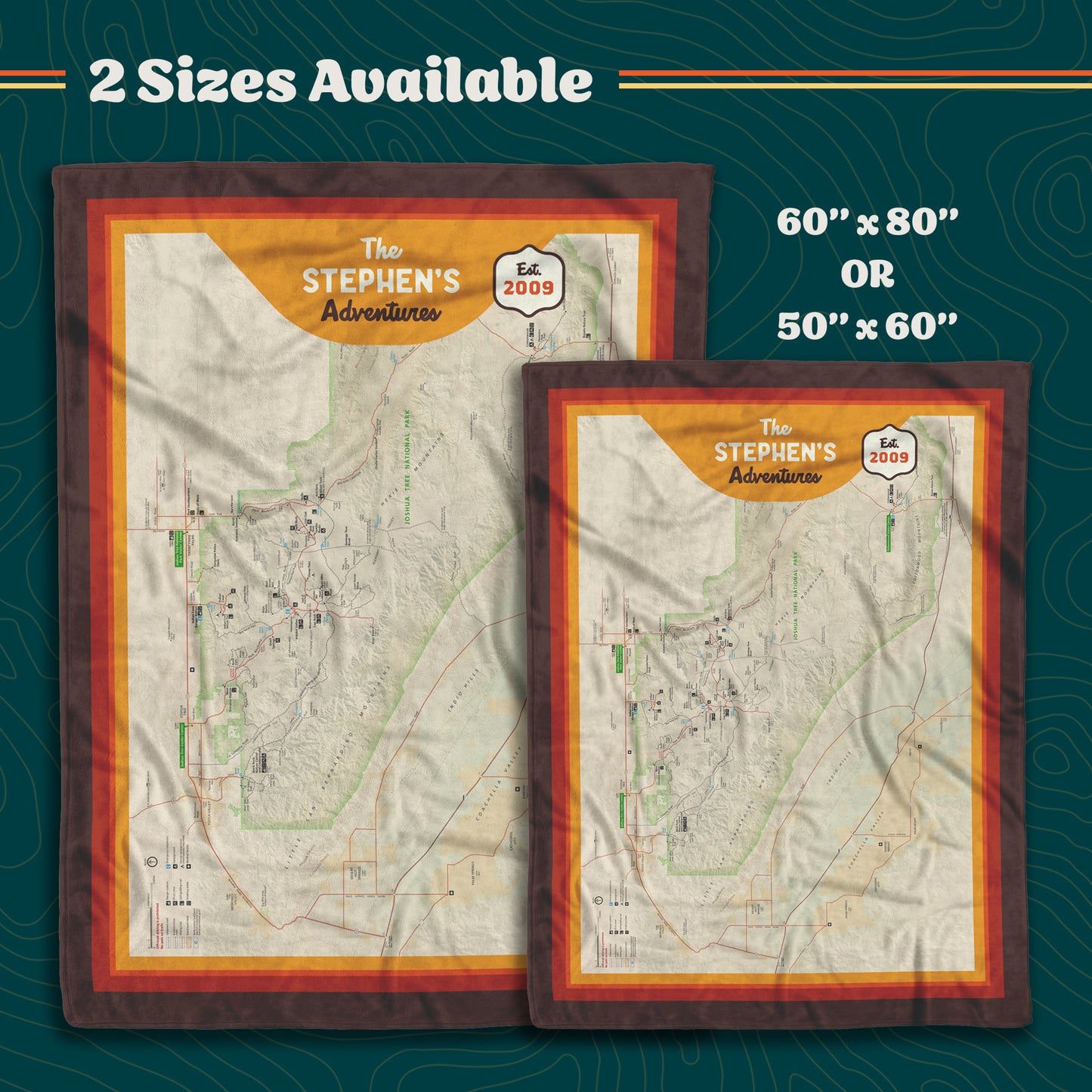 Personalized Joshua Tree National Park Map Blanket