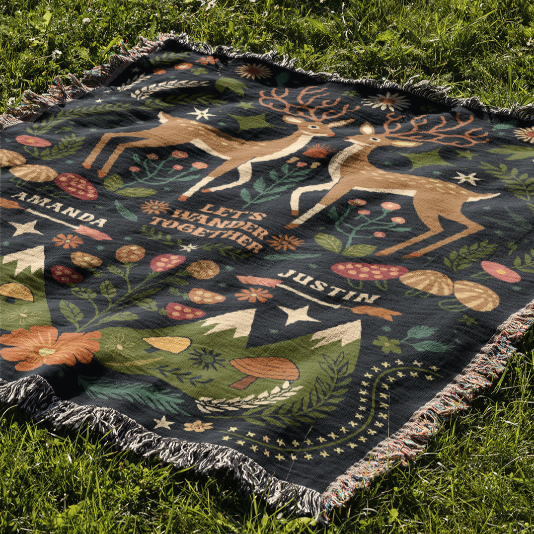 Personalized Let's Wander Together Woven Blanket