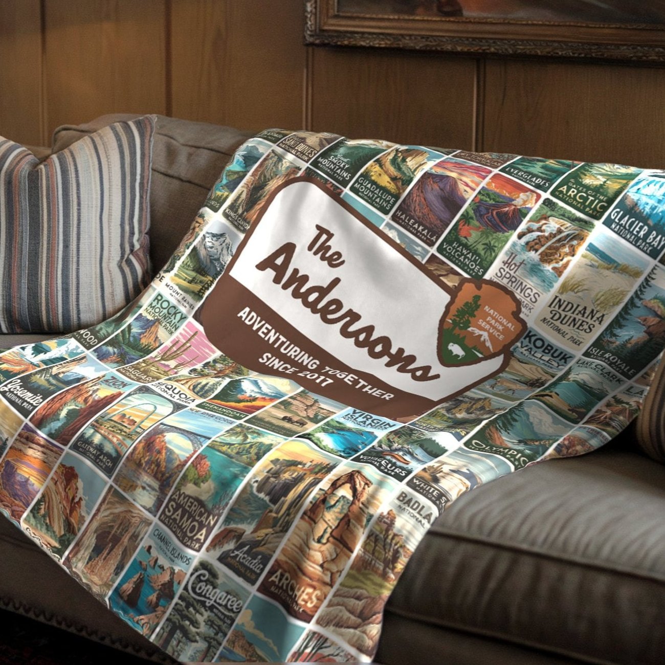 Personalized National Park Adventure Sherpa Blanket