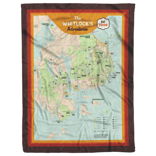 Personalized Acadia National Parks Map Blanket