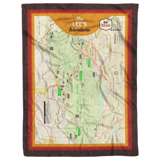 Personalized Great Smoky Mountains Map Blanket