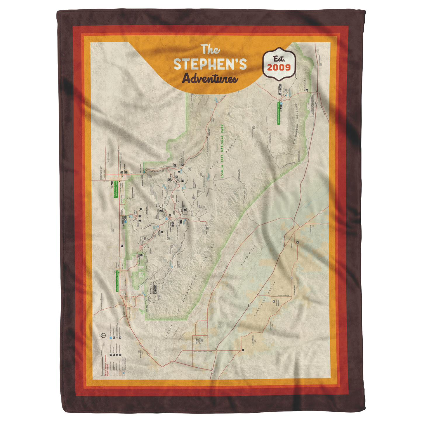 Personalized Joshua Tree National Park Map Blanket
