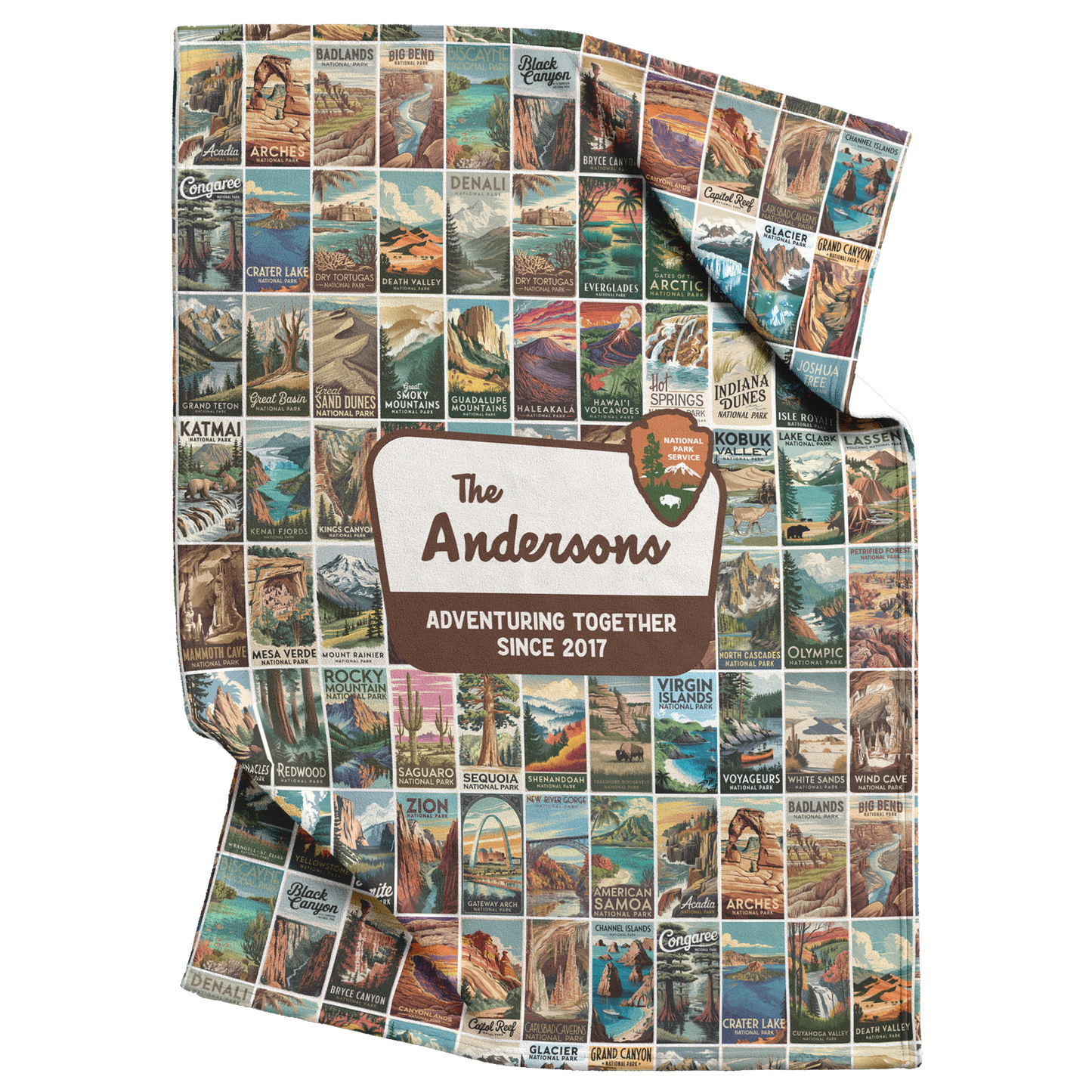 Personalized National Park Adventure Sherpa Blanket