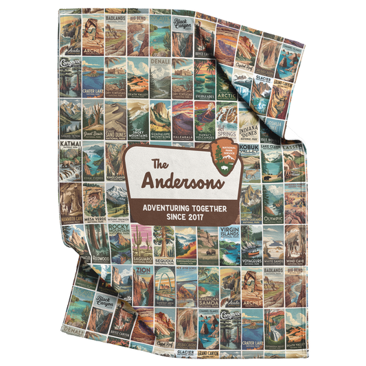 Personalized National Park Adventure Sherpa Blanket