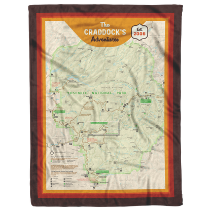 Personalized Yosemite National Park Map Blanket