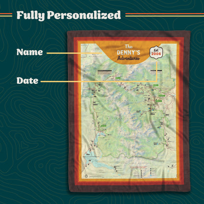 Personalized Rocky Mountain National Park Map Blanket