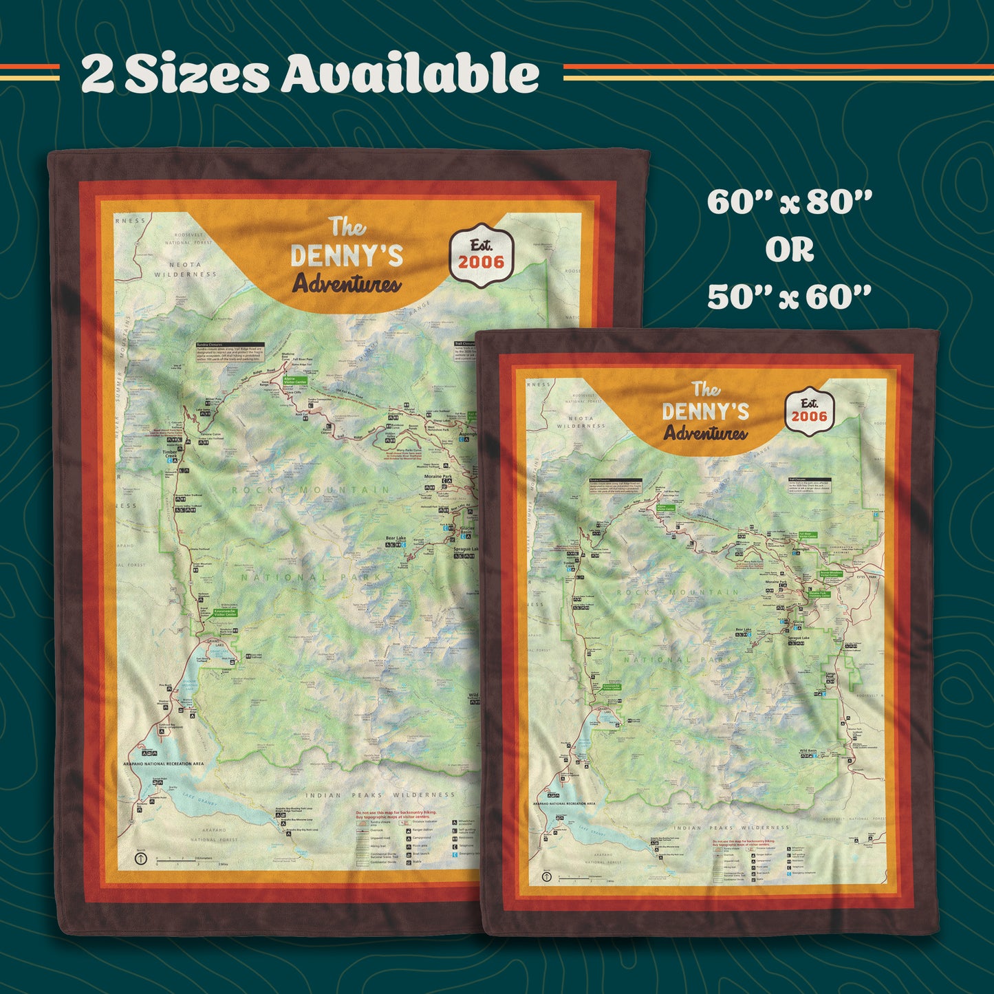 Personalized Rocky Mountain National Park Map Blanket