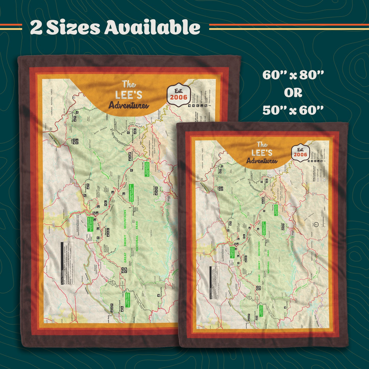 Personalized Great Smoky Mountains Map Blanket