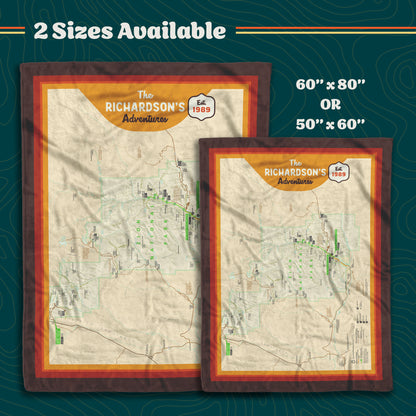 Personalized Zion National Park Map Blanket