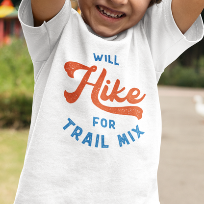 Will Hike For Trail Mix Youth Tee - Campy Goods and Gear