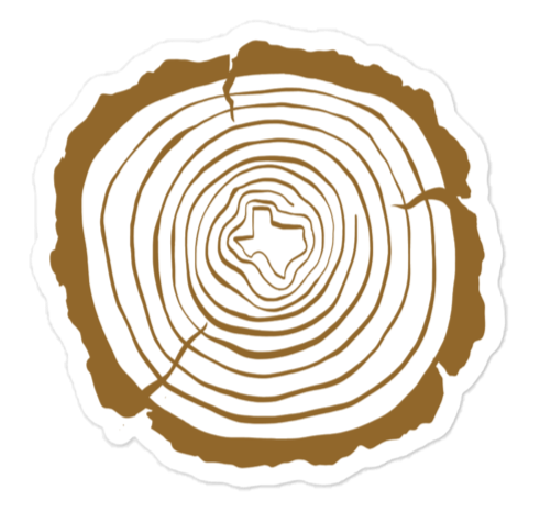 TX Wood Rings Sticker - Campy Goods and Gear