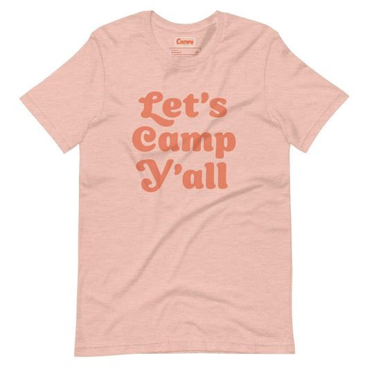 Let's Camp Y'all Adult Tee - Peach - Campy Goods and Gear