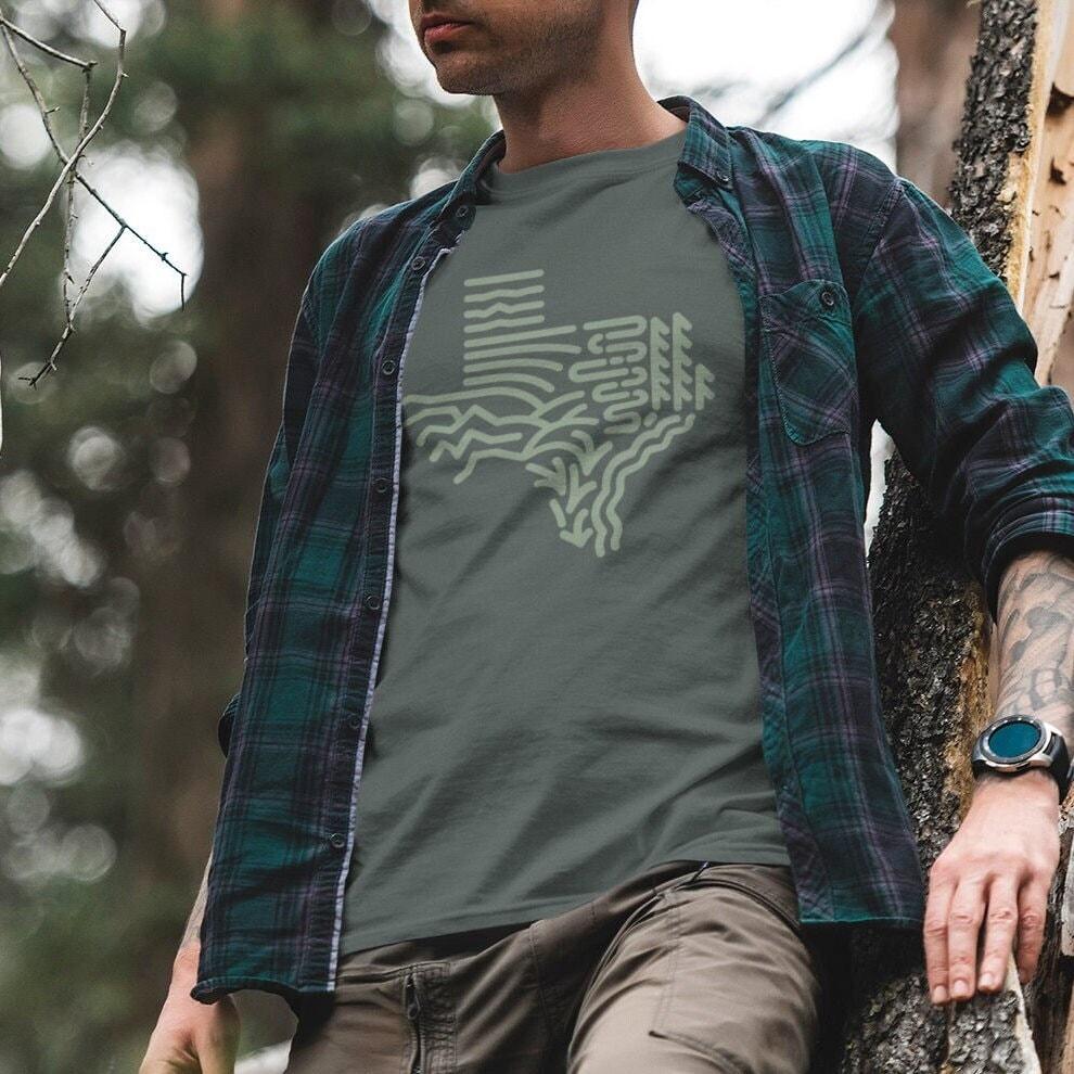 Texas Regions Graphic Adult Tee - Heather Forest - Campy Goods and Gear